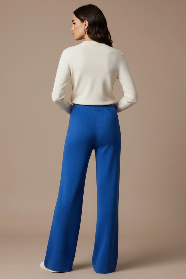 Pantalon Fluide Bleu Royal Tricot Ample Confortable - Maille - vue 2