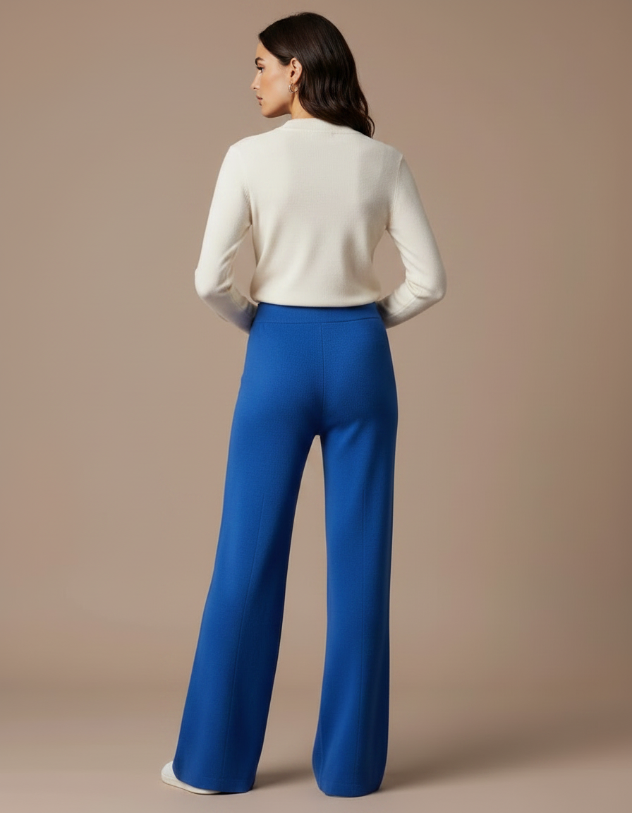 Pantalon Fluide Bleu Royal Tricot Ample Confortable - Maille - vue 2