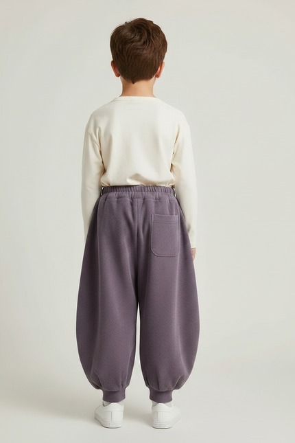 Pantalon Fluide Violet Côtelé Harem Ample Enfant - Cordé - vue 2