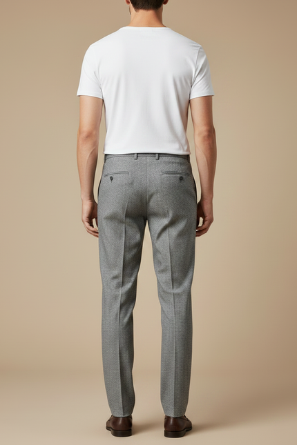 Pantalon Fluide Homme Gris Coupe Droite Élégant Texturé - Tweed - vue 2