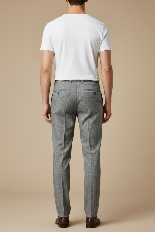 Pantalon Fluide Homme Gris Coupe Droite Élégant Texturé - Tweed - vue 2
