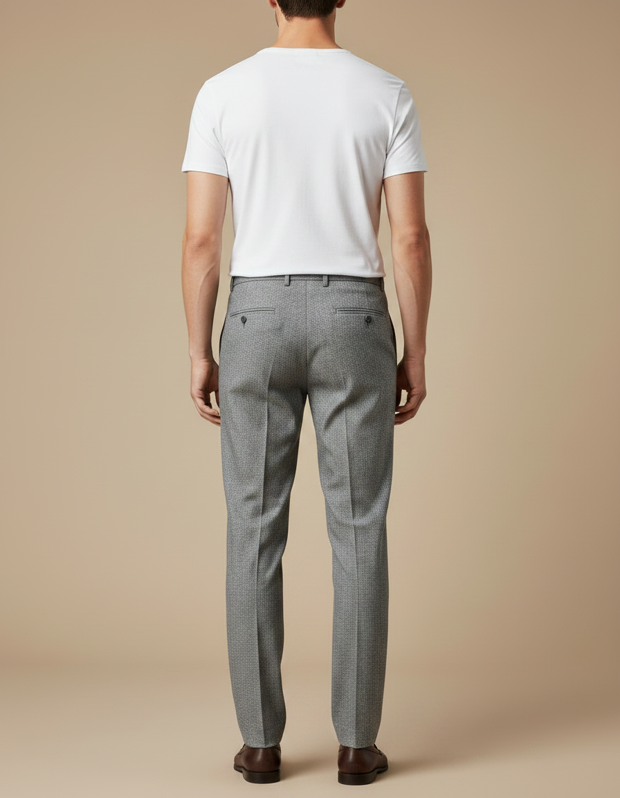 Pantalon Fluide Homme Gris Coupe Droite Élégant Texturé - Tweed - vue 2
