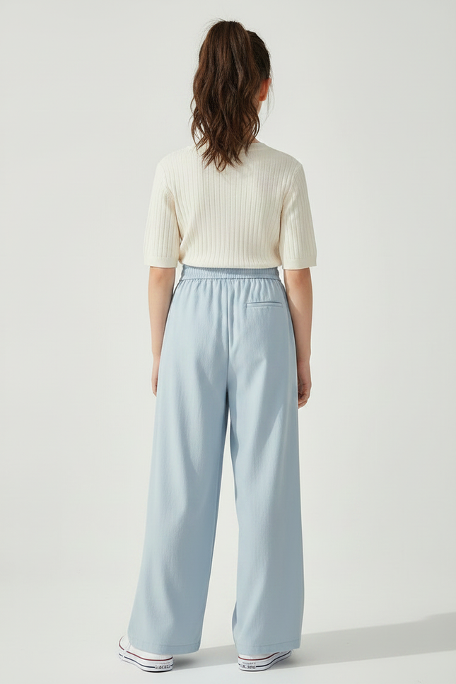 Pantalon Fluide Bleu Ciel Ample Décontracté Léger - Viscose - vue 2