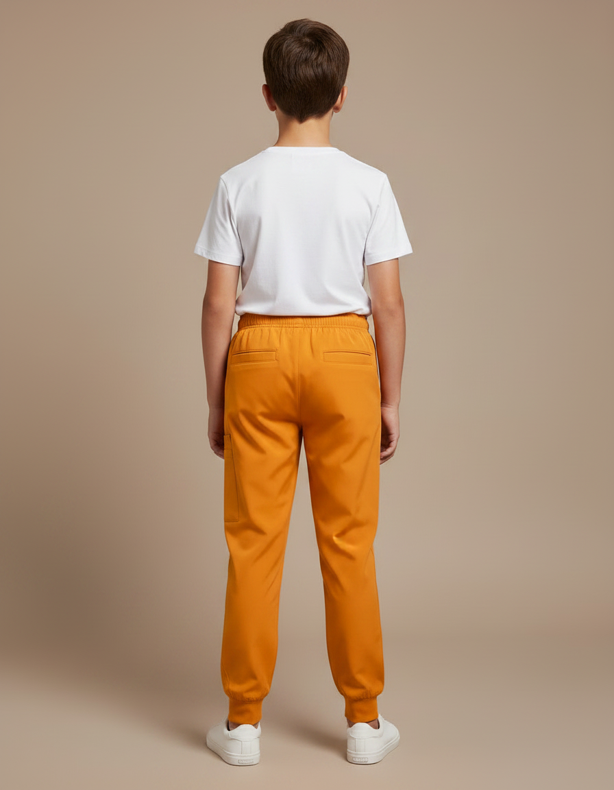 Pantalon Fluide Orange Ample Cordon Jogger Enfant - Polyester - vue 2