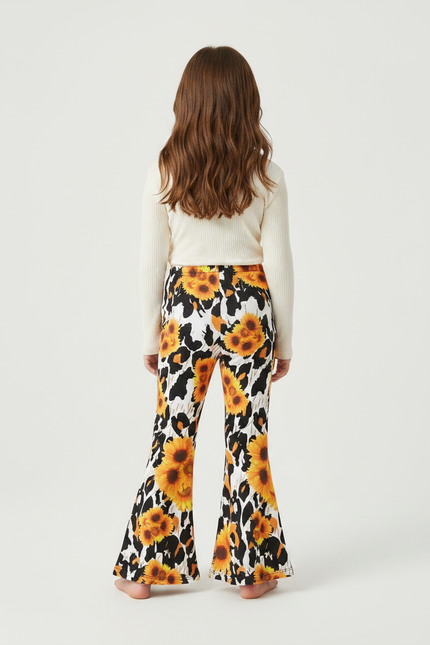 Pantalon Fluide Évasé Imprimé Tournesol Léopard Enfant - Maille - vue 2