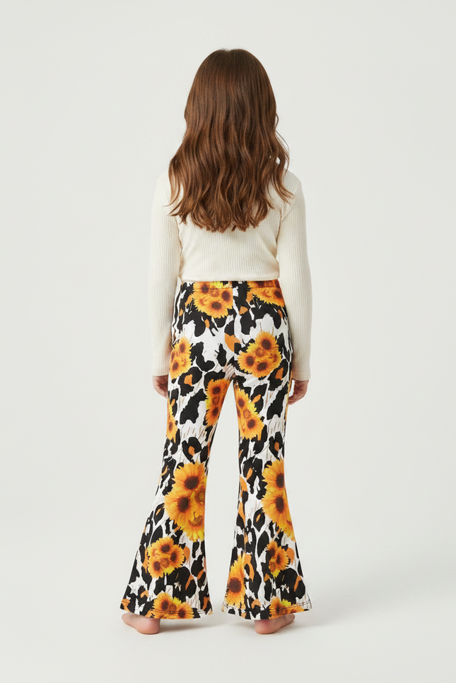 Pantalon Fluide Évasé Imprimé Tournesol Léopard Enfant - Maille - vue 2