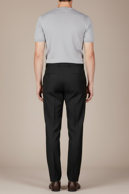 Pantalon Fluide Homme Noir Droit Élégant Business Casual - Laine - vue 2