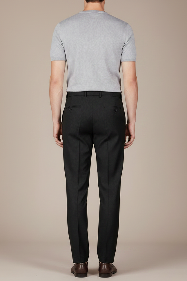 Pantalon Fluide Homme Noir Droit Élégant Business Casual - Laine - vue 2