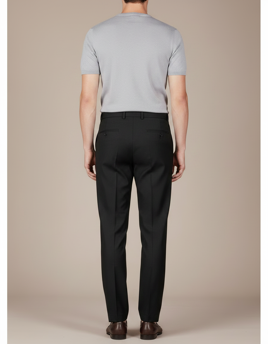 Pantalon Fluide Homme Noir Droit Élégant Business Casual - Laine - vue 2
