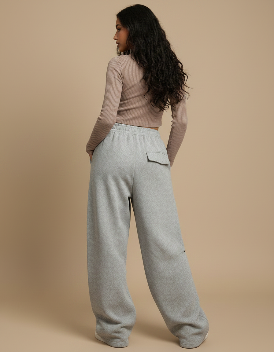 Pantalon Fluide Femme Gris Coupe Ample - Molleton - vue 2