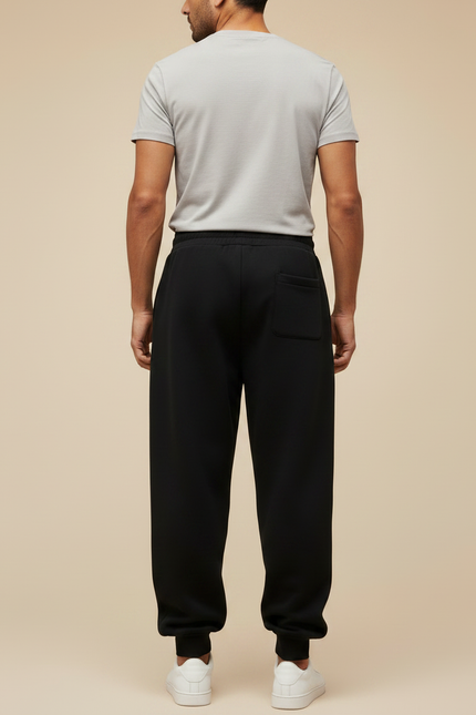 Pantalon Fluide Noir Ample Molleton Cordon Homme - vue 2