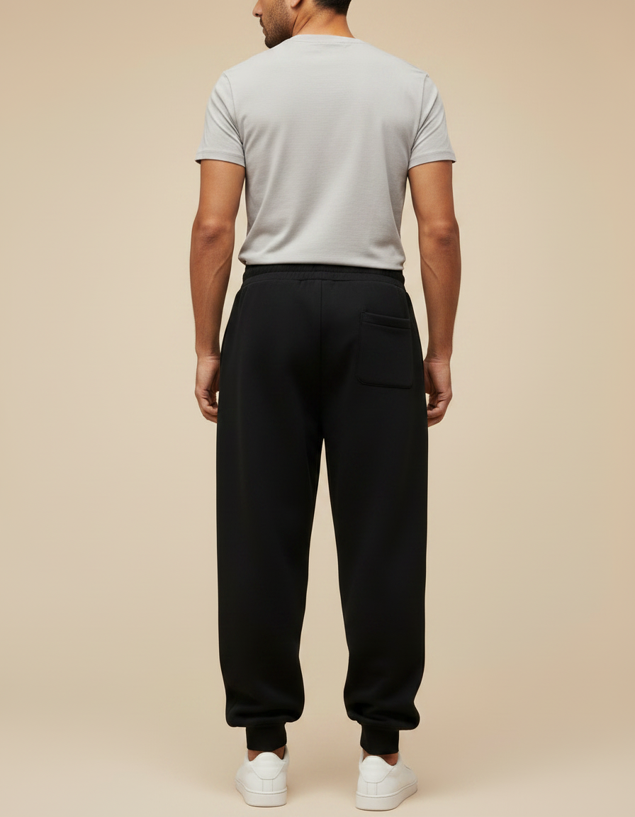 Pantalon Fluide Noir Ample Molleton Cordon Homme - vue 2