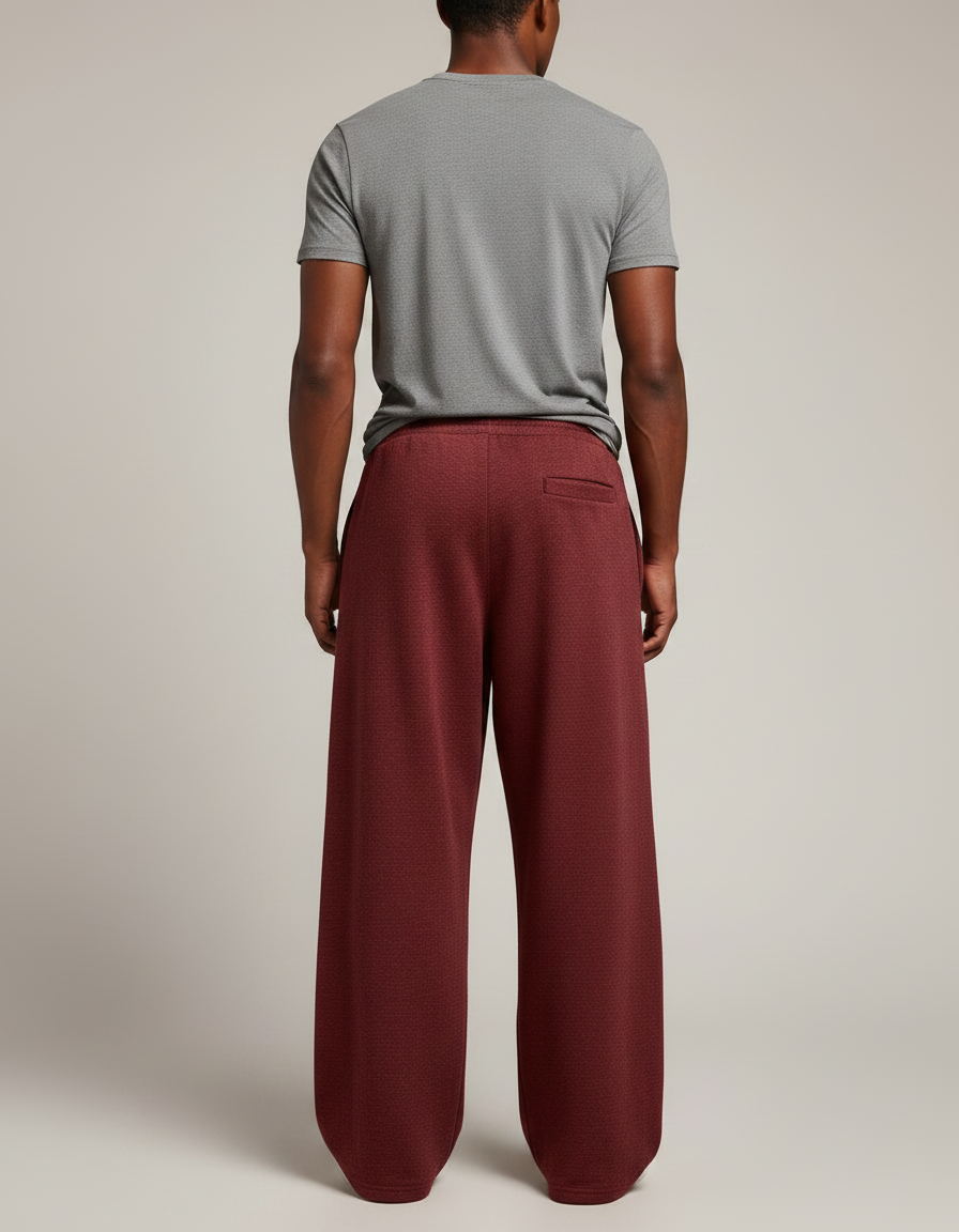Pantalon Rouge Fluide - Bordeaux Molleton - vue 2