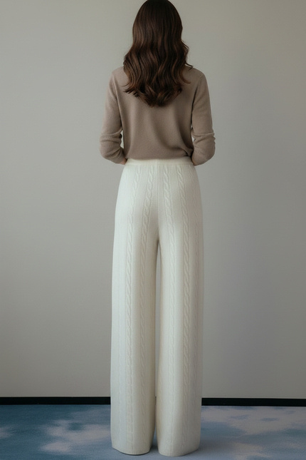 Pantalon Fluide Blanc Cassé - Maille - vue 2