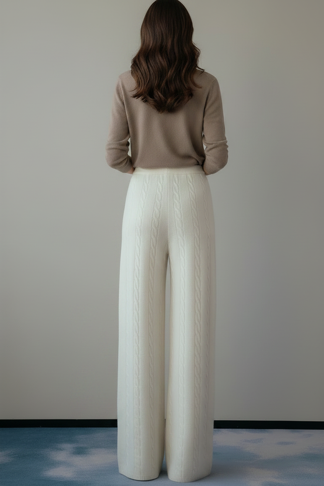 Pantalon Fluide Blanc Cassé - Maille - vue 2