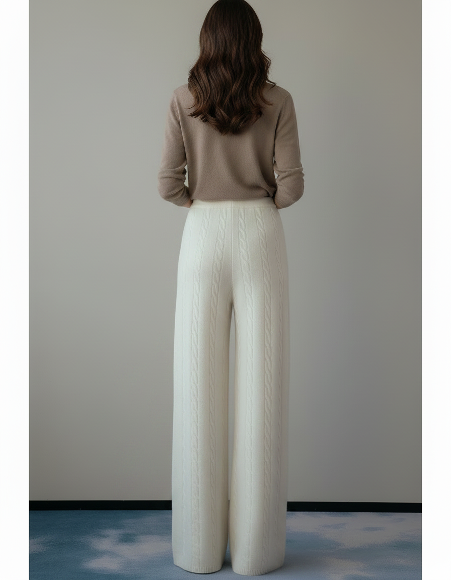 Pantalon Fluide Blanc Cassé - Maille - vue 2