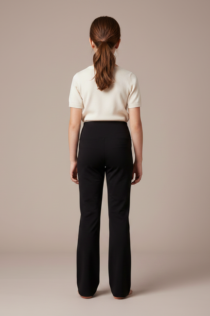 Pantalon Fluide Noir Évasé Taille Haute Confortable - Maille - vue 2