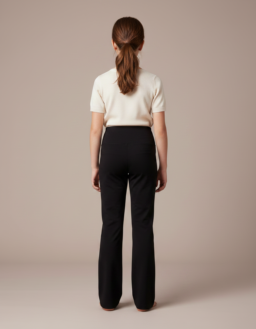 Pantalon Fluide Noir Évasé Taille Haute Confortable - Maille - vue 2