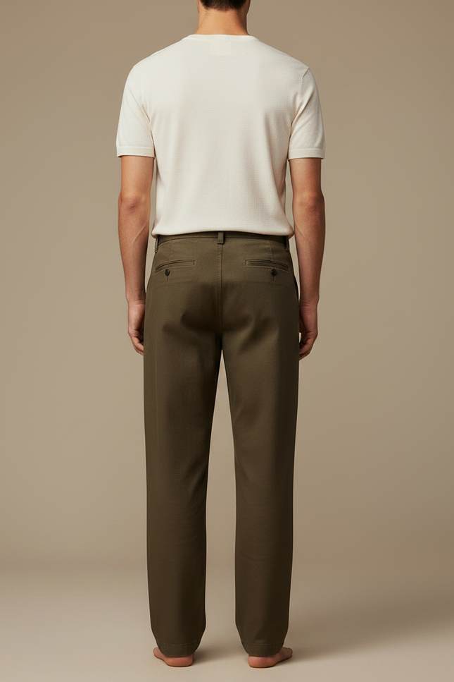 Pantalon Fluide Kaki Droit Décontracté Coton Homme - vue 2