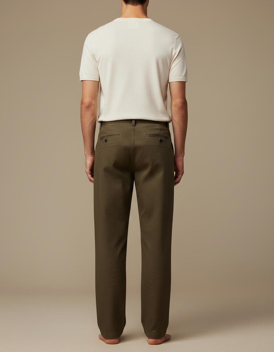 Pantalon Fluide Kaki Droit Décontracté Coton Homme - vue 2