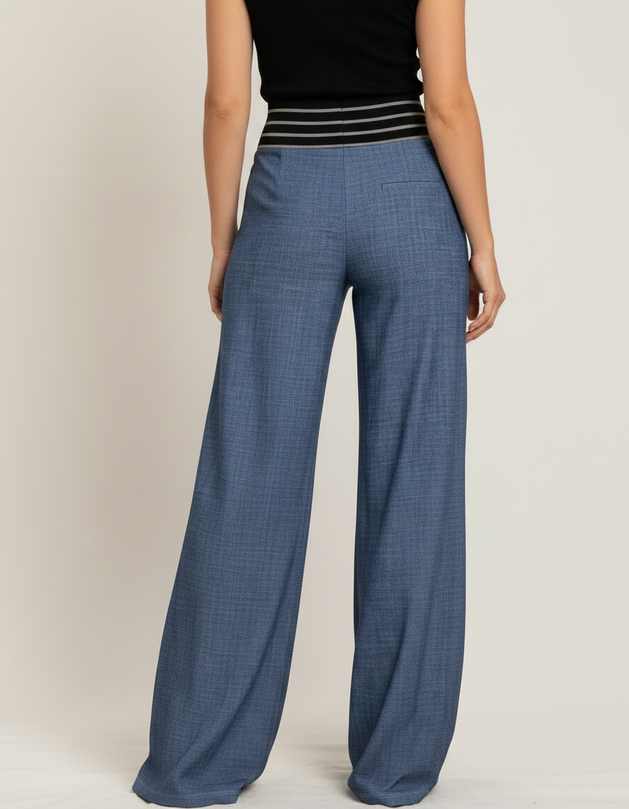 Pantalon Fluide Lyocell Femme - Bleu Viscose - vue 2