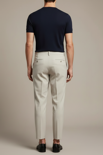 Pantalon Fluide Beige Homme Élégant Drapé Décontracté - Viscose - vue 2