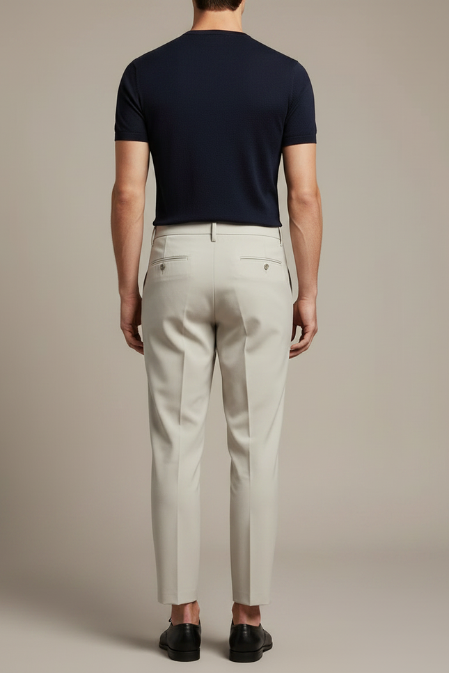 Pantalon Fluide Beige Homme Élégant Drapé Décontracté - Viscose - vue 2