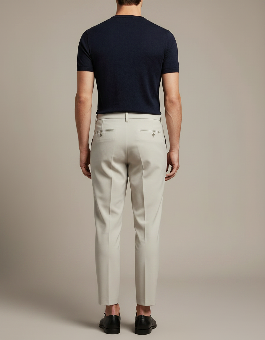 Pantalon Fluide Beige Homme Élégant Drapé Décontracté - Viscose - vue 2
