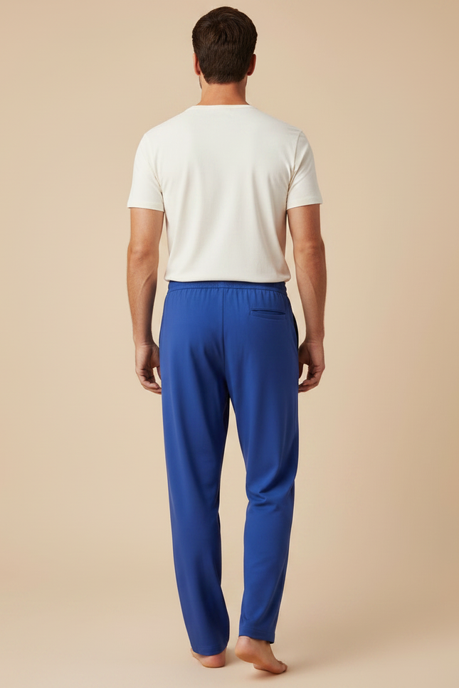 Pantalon Fluide Bleu Droit Décontracté Homme Cordon - Polyester - vue 2