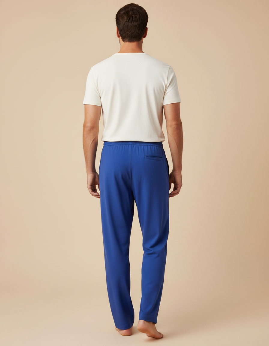 Pantalon Fluide Bleu Droit Décontracté Homme Cordon - Polyester - vue 2