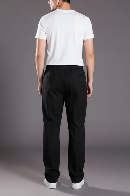 Pantalon Fluide Noir Taille Elastique - Viscose - vue 2