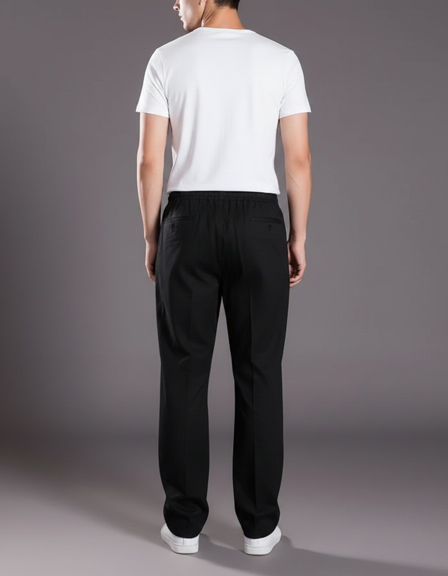 Pantalon Fluide Noir Taille Elastique - Viscose - vue 2