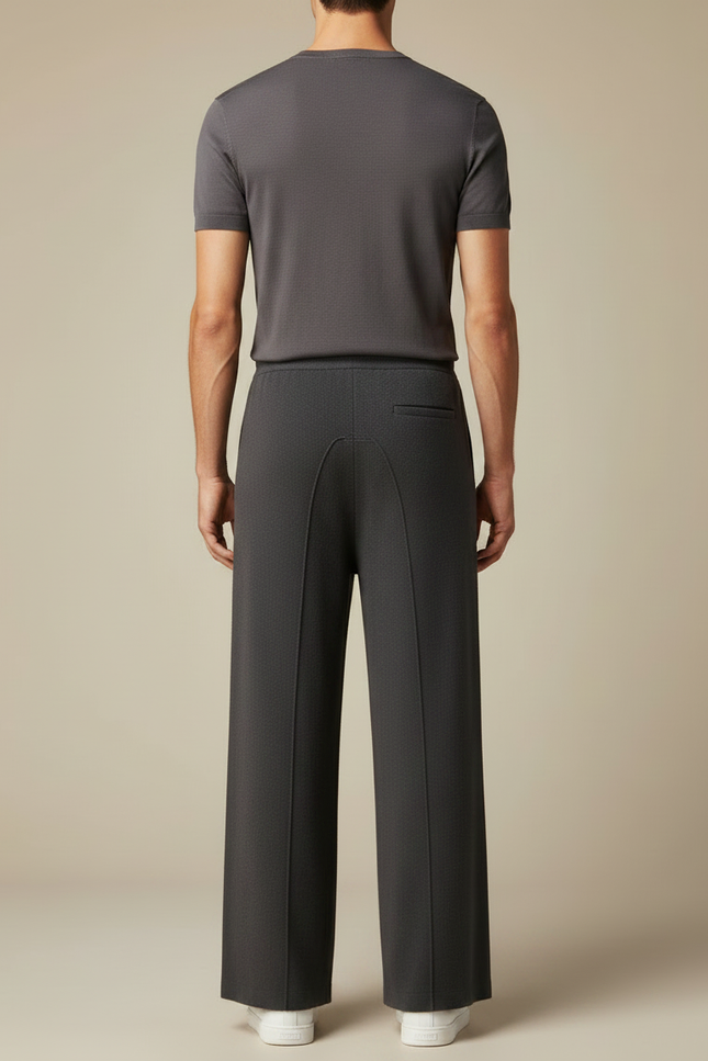 Pantalon Fluide Gris Ample Maille Confortable Homme - vue 2