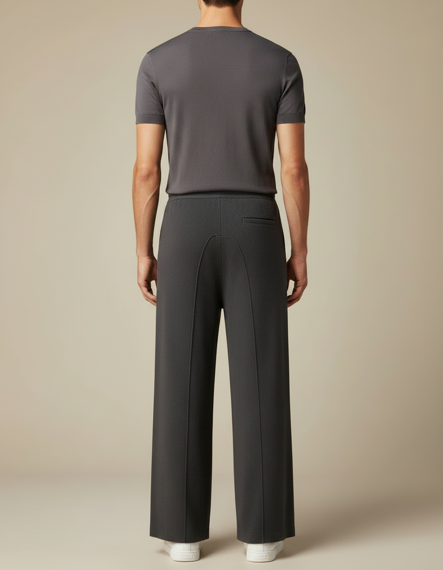 Pantalon Fluide Gris Ample Maille Confortable Homme - vue 2