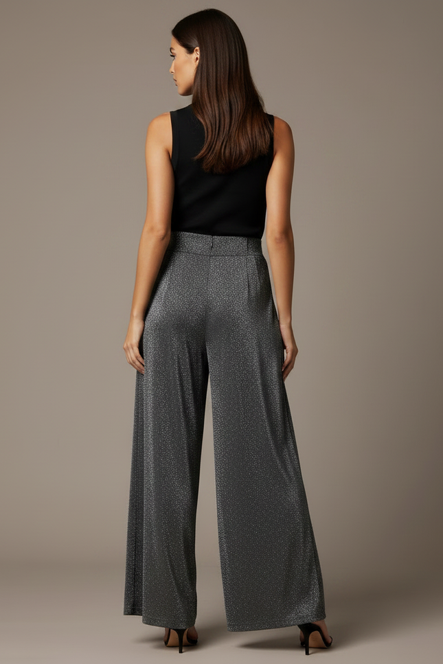 Pantalon Fluide Scintillant Ample Taille Haute Élégant - Argenté Maille - vue 2