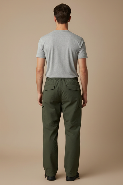 Pantalon Fluide Vert Kaki Cargo Sport Homme - Polyester - vue 2