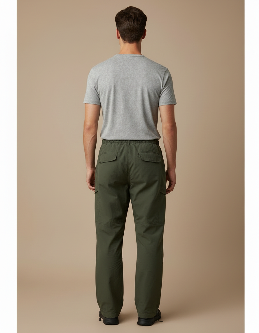 Pantalon Fluide Vert Kaki Cargo Sport Homme - Polyester - vue 2
