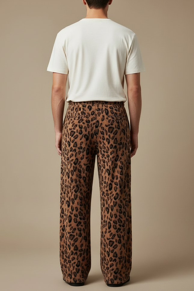 Pantalon Fluide Léopard Marron Ample Doux Cordon - Molleton - vue 2