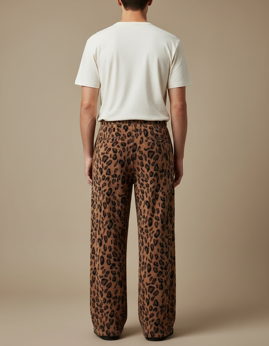 Pantalon Fluide Léopard Marron Ample Doux Cordon - Molleton - vue 2