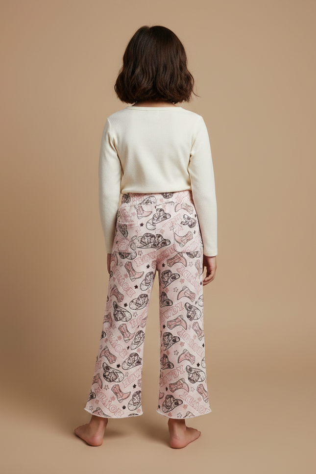 Pantalon Fluide Rose Imprimé Western Ample Enfant - Molleton - vue 2