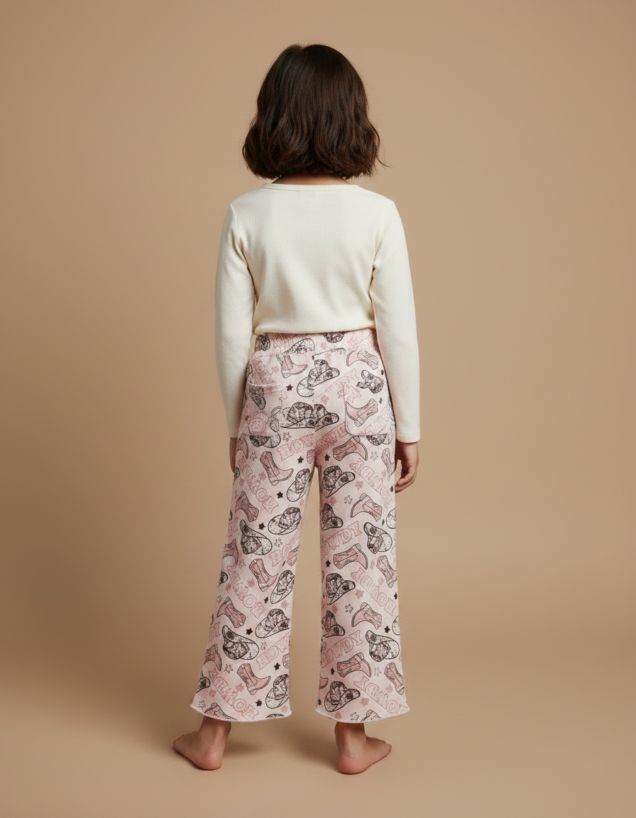 Pantalon Fluide Rose Imprimé Western Ample Enfant - Molleton - vue 2