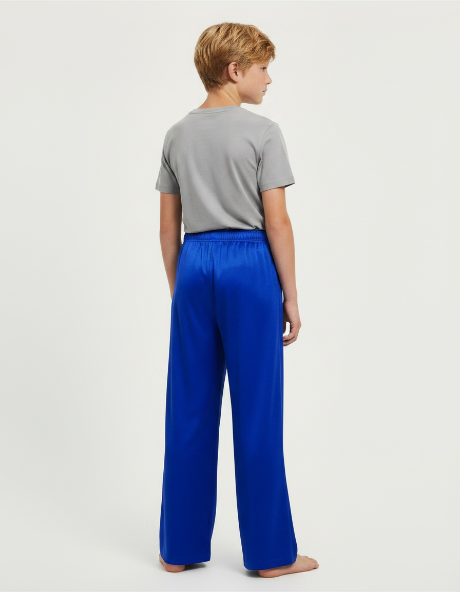 Pantalon Fluide Bleu Royal Satin Ample Élastique - vue 2