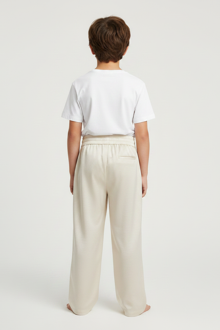 Pantalon Fluide Crème Satiné Ample Décontracté Léger - Beige - vue 2