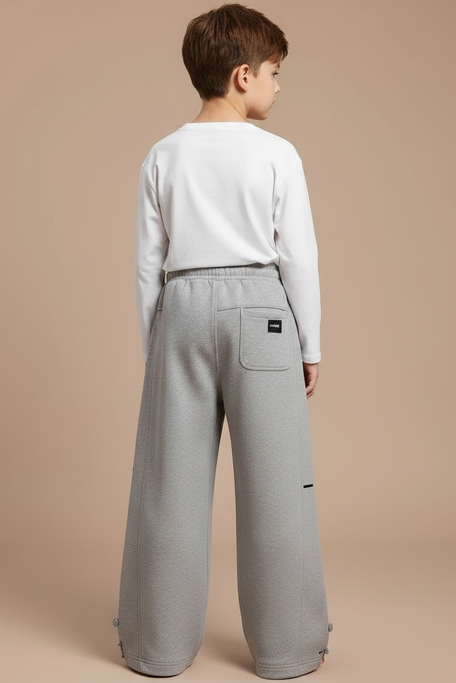 Pantalon Fluide Gris Ample Sport Décontracté Molleton Enfant - vue 2