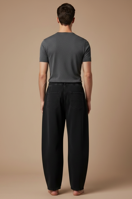 Pantalon Fluide Homme Noir Coupe Ample Jean - vue 2