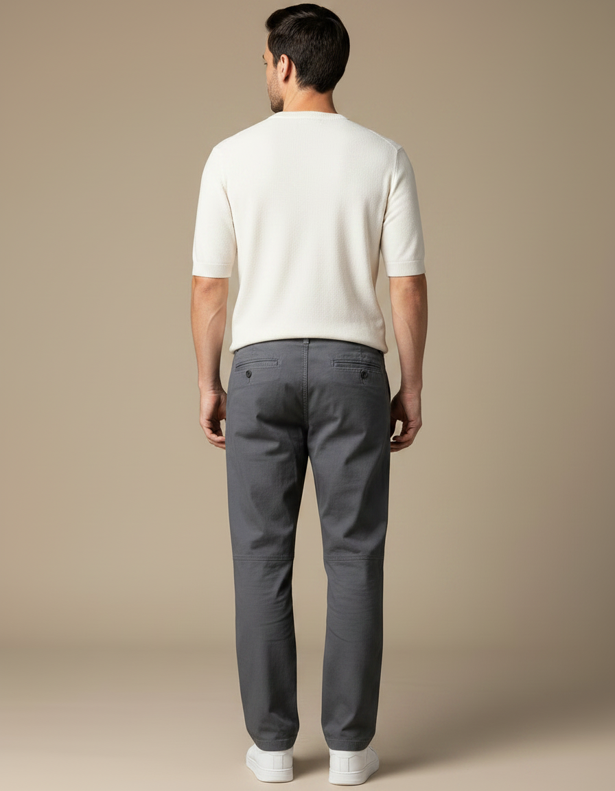 Pantalon Fluide Cargo Gris Décontracté Homme Coton - vue 2