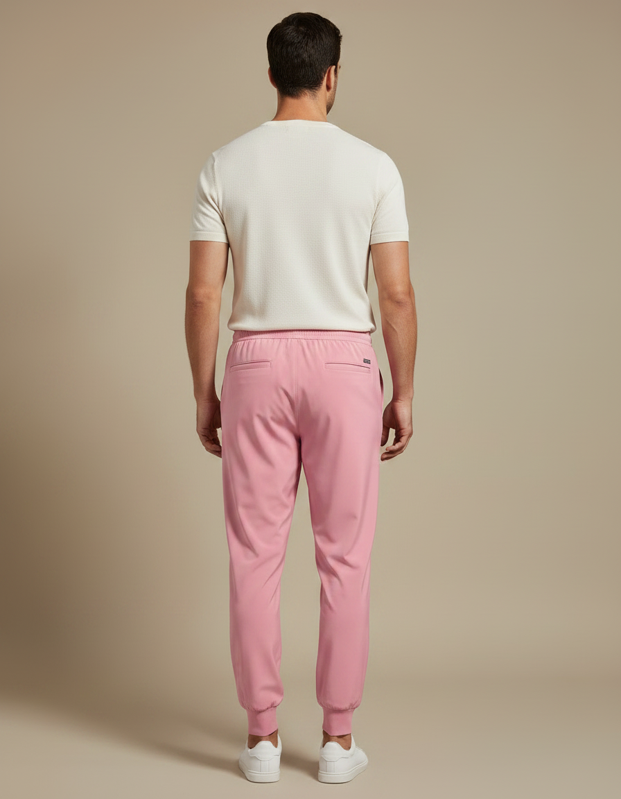Pantalon Fluide Rose Jogger Confortable Homme - Polyester - vue 2
