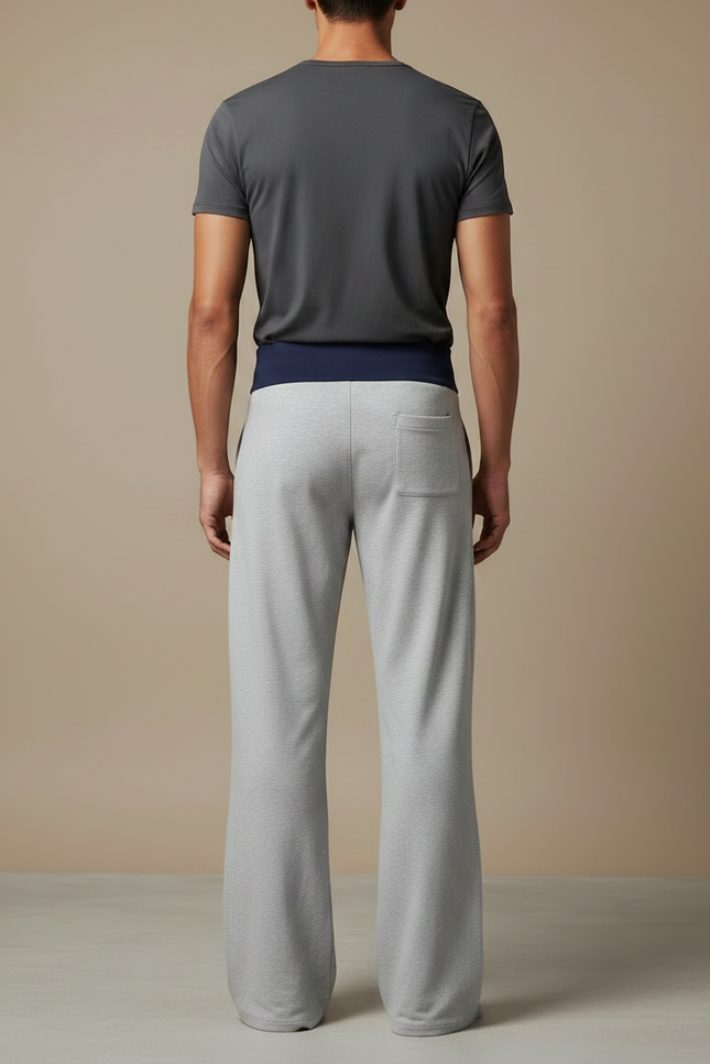 Pantalon Fluide Gris Ample Confortable Homme Coton - Molleton - vue 2
