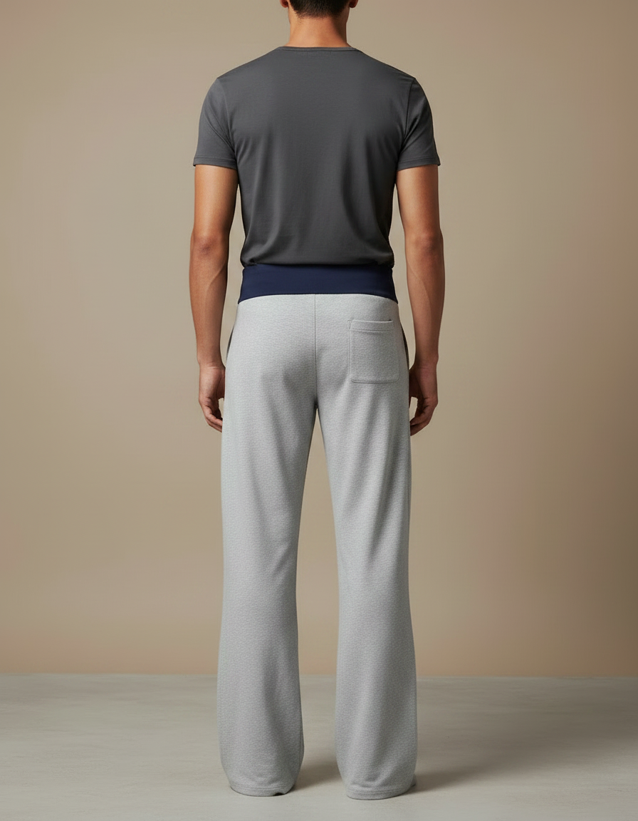 Pantalon Fluide Gris Ample Confortable Homme Coton - Molleton - vue 2