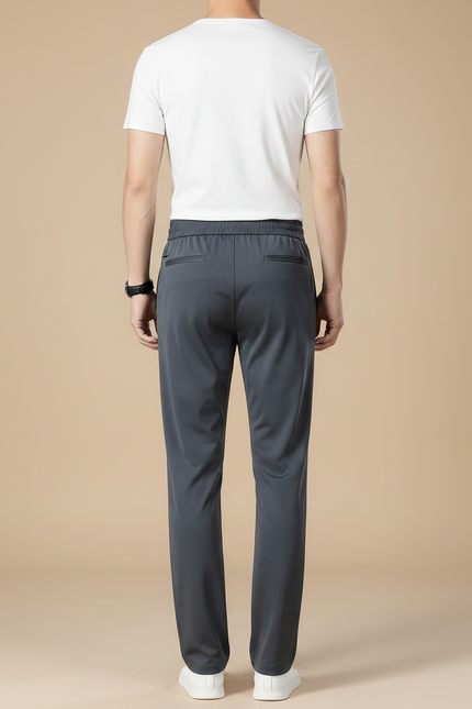 Pantalon Fluide Homme Gris Droit Décontracté Extensible - Polyester - vue 2